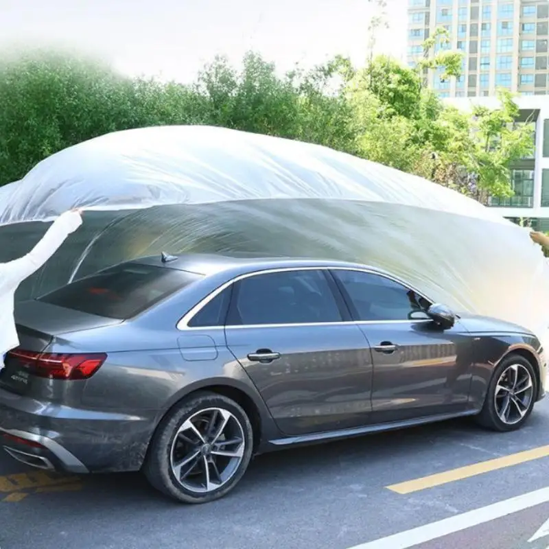 Disposable Clear Car Cover - Universal PE Waterproof Dust Protector Throw-Away Transparent Indoor Auto Body Dustproof Protection