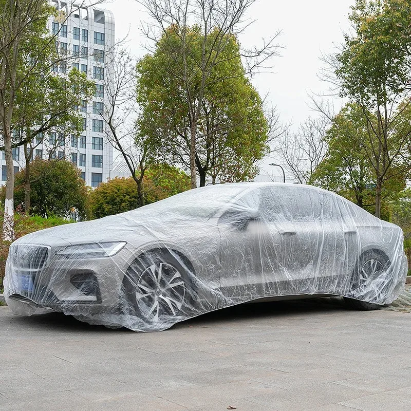 Disposable Transparent Car Clothing Cover Dustproof Rainproof Transparent Paint Dustproof Plastic PE Film Rainproof Car Cover - Image 2