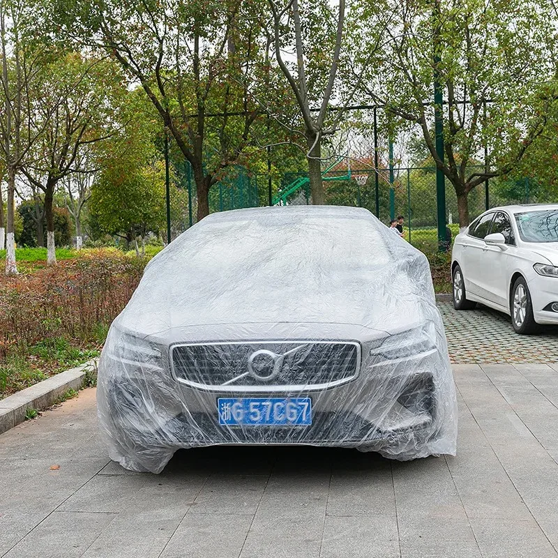 Disposable Transparent Car Clothing Cover Dustproof Rainproof Transparent Paint Dustproof Plastic PE Film Rainproof Car Cover - Image 3