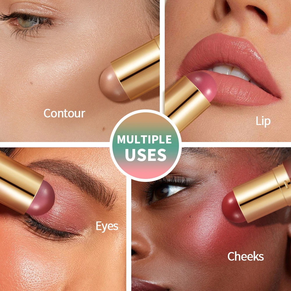 Double-Headed Bronzer Blush Stick Butter Glow & Go Multiuse Stick for Cheeks Contours Eyes Lips Blush Matte Light Glossy Bronze - Image 2