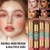 Double-Headed Bronzer Blush Stick Butter Glow & Go Multiuse Stick for Cheeks Contours Eyes Lips Blush Matte Light Glossy Bronze