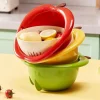 Double Layer Vegetable Drain Basket Large Capacity Creative Food Storage Container Multifunctional Cute Vegetable Fruit Strainer