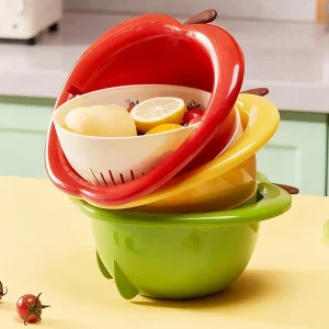 Double Layer Vegetable Drain Basket Large Capacity Creative Food Storage Container Multifunctional Cute Vegetable Fruit Strainer