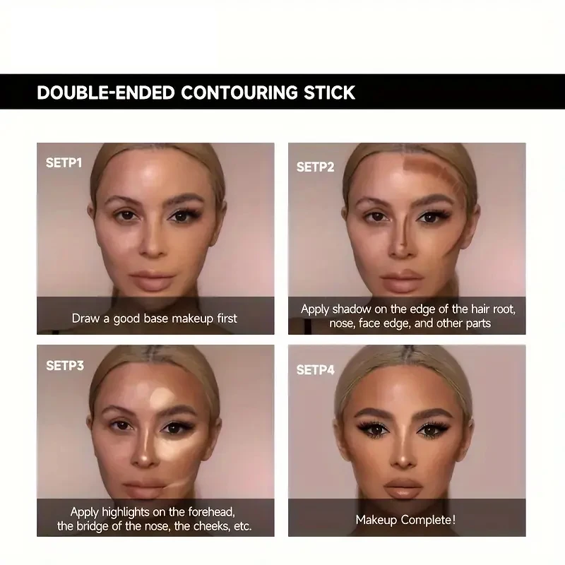 Double-headed high-gloss contouring stick, one stick to complete lifting and contouring, 3D nose bridge & V-shaped face makeup - Image 4