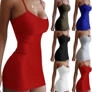 Durable Suspender Dress Skin-friendly Easy Cleaning Fashion Sheath Dress Nylon Dress for Anniversary