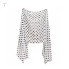 Elegant Mesh Transparent Sunscreen Cover-up Elegant Polka Dot Pullover Cover Shirt Loose Fit Cloak Beach Cover-Up Women