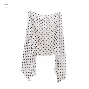 Elegant Mesh Transparent Sunscreen Cover-up Elegant Polka Dot Pullover Cover Shirt Loose Fit Cloak Beach Cover-Up Women