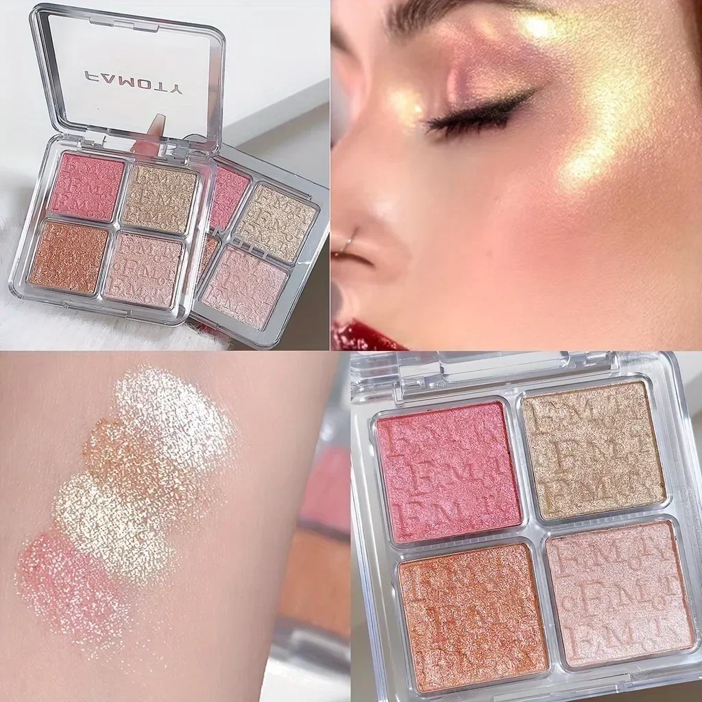 FAMOTY Diamond Bronzer Highlighter Contouring 4-color Palette Natural Glitter Highlighter Facial Brightening Palette Makeup - Image 2