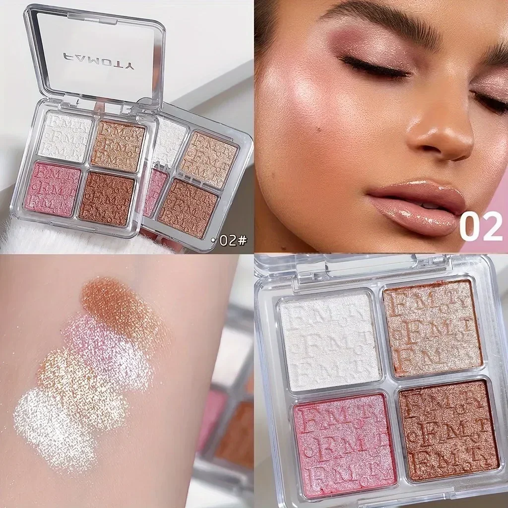 FAMOTY Diamond Bronzer Highlighter Contouring 4-color Palette Natural Glitter Highlighter Facial Brightening Palette Makeup - Image 3