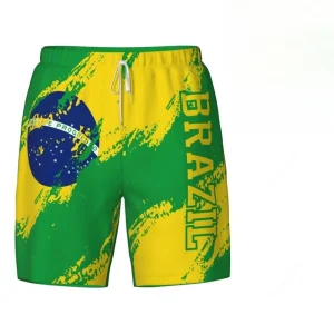 Fashion Brazil Flag Beach Shorts Summer Casual Men Women 3D National Emblem Printed Short Pants Loose Quick Dry Swim Trunks