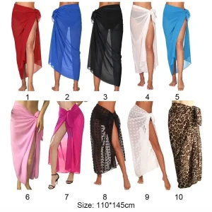 Fashion Multicolor Bikini Cover-ups Sexy Chiffon Swimsuit Coverup Long Sarong Vacation Wrap Dress Female
