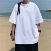 Fashion Solid Polyester T-shirts For Men Basic Tee Casual T shirt Oversized Tops Quality Unisex Short Tshirts Tees Men Clothing