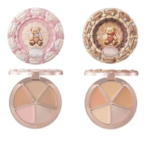 Flowerknows THE SWEETIE BEAR 4-Color Concealer Bronzer Palette Covering Dark Circles Full Coverage Contouring Foundation Cream