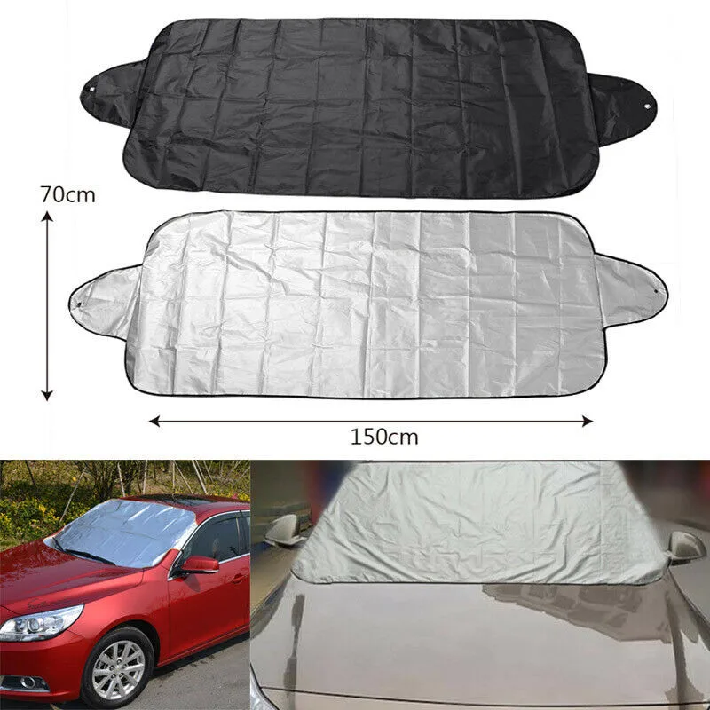 Foldable Car Windshield Snow Cover Cap Frost Guard Ice Winter Silver Ribbon 70cmx150cm Windshield Sunshades Exterior Accessories - Image 2