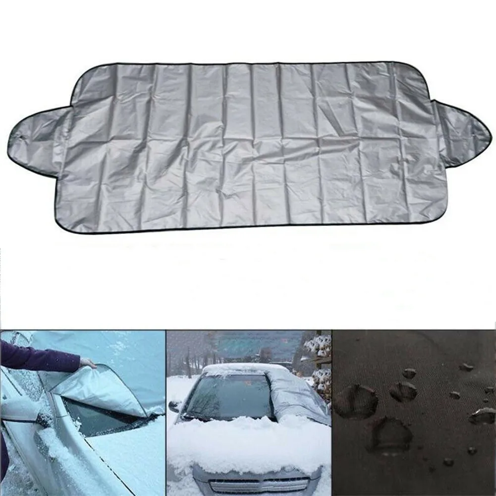 Foldable Car Windshield Snow Cover Cap Frost Guard Ice Winter Silver Ribbon 70cmx150cm Windshield Sunshades Exterior Accessories - Image 4