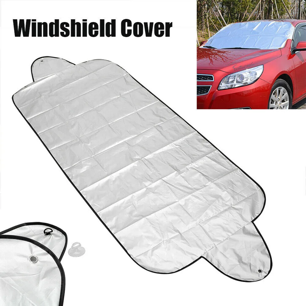 Foldable Car Windshield Snow Cover Cap Frost Guard Ice Winter Silver Ribbon 70cmx150cm Windshield Sunshades Exterior Accessories - Image 3