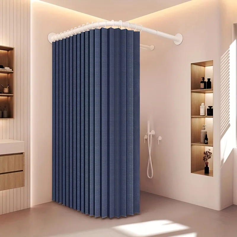 Foldable Magnetic Shower Curtain Waterproof Bathroom Curtain Privacy Shower Curtain Bathtub Curtain for Home Rental Bathroom - Image 4