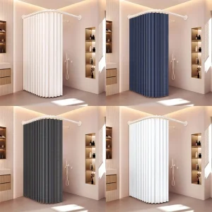 Foldable Magnetic Shower Curtain Waterproof Bathroom Curtain Privacy Shower Curtain Bathtub Curtain for Home Rental Bathroom