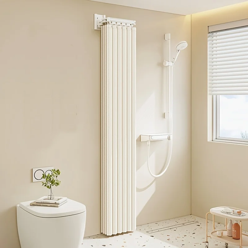 Foldable Magnetic Shower Curtain Waterproof Dry Wet Separation Privacy Curtain for Home Apartment Hotel Stylish - Image 3