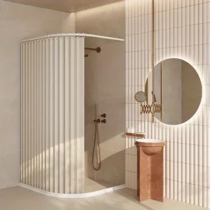 Foldable Magnetic Shower Curtain Waterproof Dry Wet Separation Privacy Curtain for Home Apartment Hotel Stylish