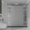 Foldable Magnetic Shower Curtain Waterproof Privacy Bathroom Curtain for Home Hotel Dorm Modern Stylish Decor Use