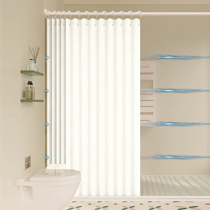 Foldable Magnetic Shower Curtain Waterproof Privacy Bathroom Curtain for Home Rental Bathroom Stylish Decor - Image 5