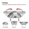 Folding Stainless Food Steamer Vegetable Fruit Food Basket Mesh Steamer Rack Cookware Utensils For Cooking Steam