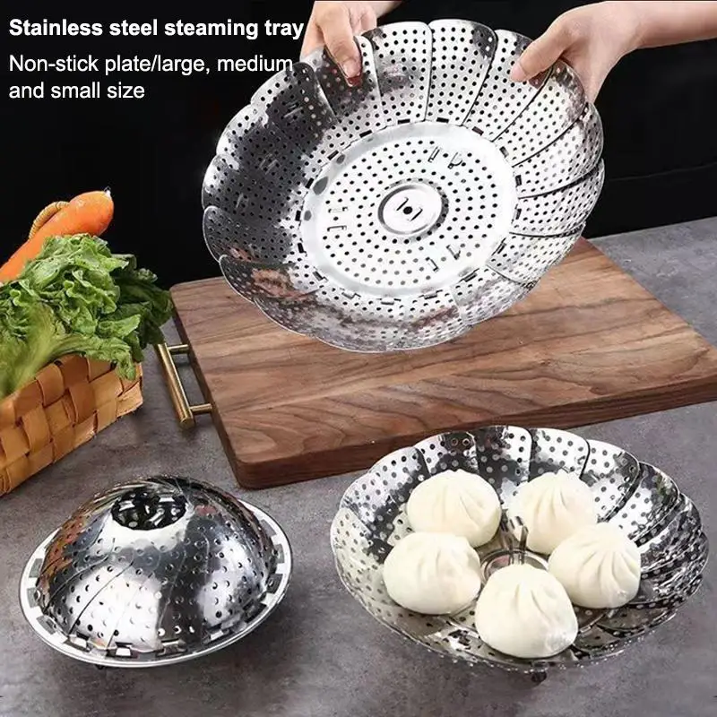 Folding Stainless Food Steamer Vegetable Fruit Food Basket Mesh Steamer Rack Cookware Utensils For Cooking Steam - Image 6