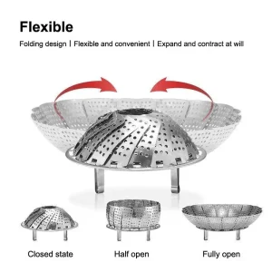 Folding Stainless Food Steamer Vegetable Fruit Food Basket Mesh Steamer Rack Cookware Utensils For Cooking Steam