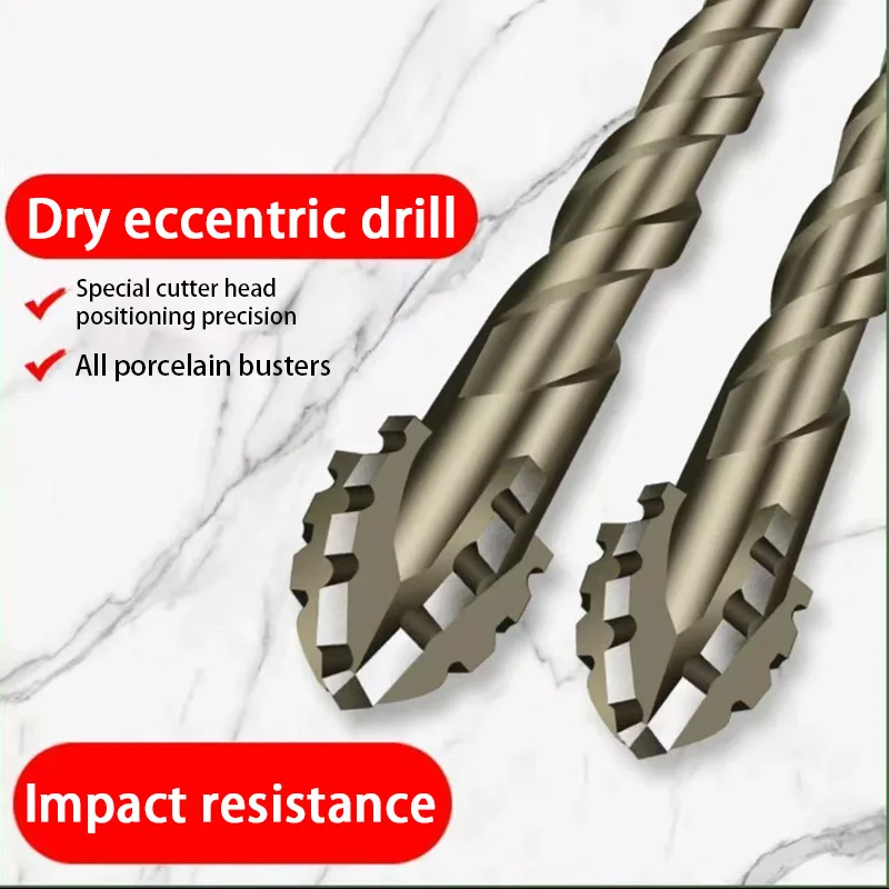 Four-Edged Eccentric Drill Bit Tile Drill Bit Concrete Drill Bit Set Drilling Tool Serrated High Hardness Skewed Head 2026