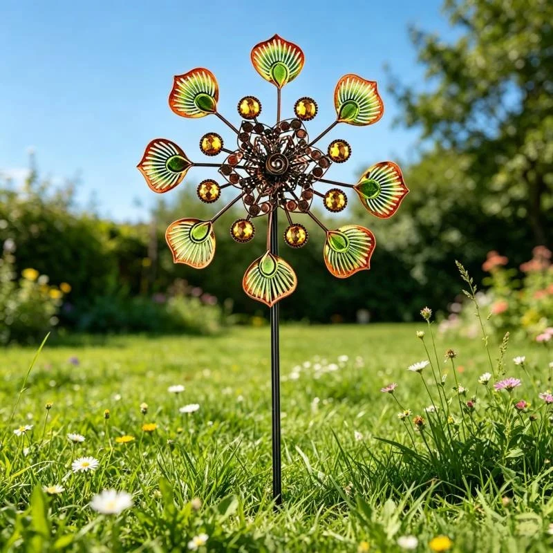 Garden Metal Ornament Best-Selling Peacock Tail Insert Windmill for Courtyard, Garden, and Rustic Decor, Iron Wind Spinner - Image 5