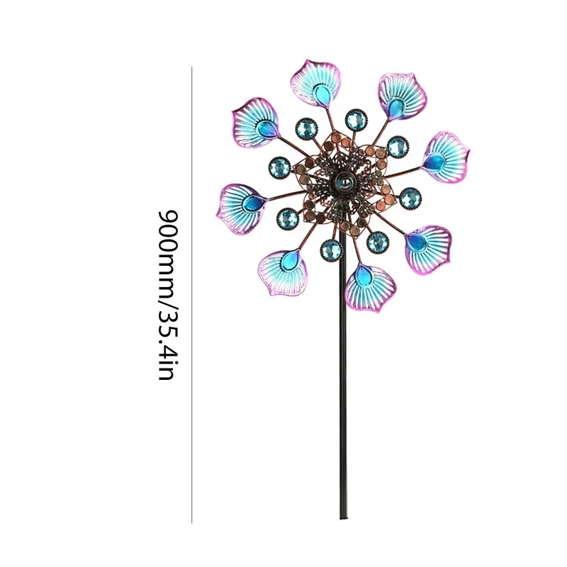 Garden Metal Ornament Best-Selling Peacock Tail Insert Windmill for Courtyard, Garden, and Rustic Decor, Iron Wind Spinner - Image 6