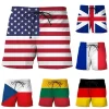 Germany USA UK Flag Beach Shorts Men 3D Printing Board Shorts Swimsuit homme 2024 Summer New Hawaii Swim Trunks Cool Ice Shorts