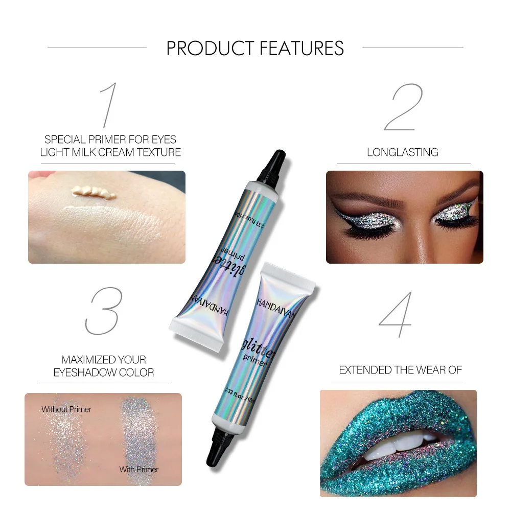 HANDAIYAN Glitter Primer Makeup Glue Flash Eyes Gel Face Eye Body Sequin Primer Long-lasting Brilliant Makeup Tools Primer Shiny - Image 5