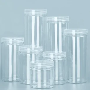 HOT PET Plastic Seal Bottle Clear Empty Packing Bottle Circular Bucket Storage Biscuit Jar Food Grade Sealed Cans Tank Container