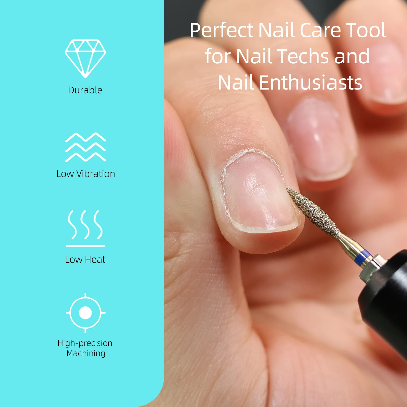 HYTOOS Gold Cuticle Clean Diamond Nail Drill Bits for Dead Skin Pro Russian Cuticle Burr Nail Prep Tool for Manicure Technicians - Image 2
