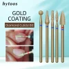 HYTOOS Gold Cuticle Clean Diamond Nail Drill Bits for Dead Skin Pro Russian Cuticle Burr Nail Prep Tool for Manicure Technicians