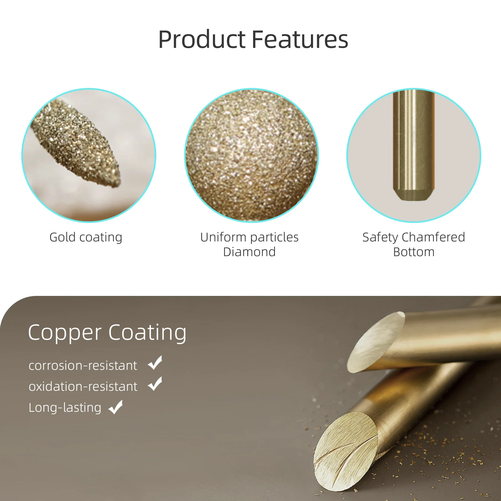 HYTOOS Gold Cuticle Clean Diamond Nail Drill Bits for Dead Skin Pro Russian Cuticle Burr Nail Prep Tool for Manicure Technicians - Image 5
