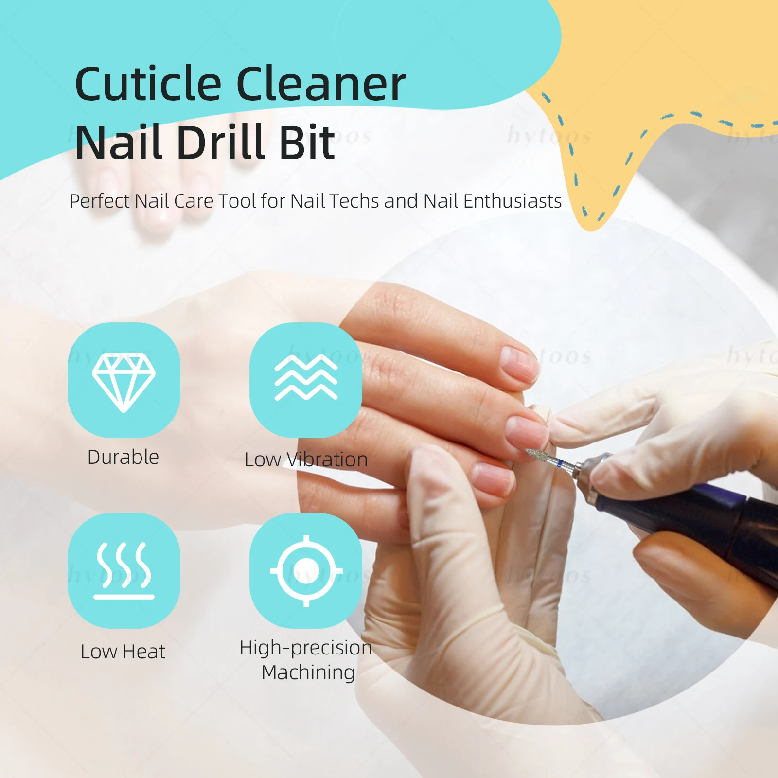HYTOOS Sharp Conical Diamond Nail Drill Bits 3/32'' Safety Under Nail Cleaner Cuticle Dead Skin Remover Manicure Tool - Image 3