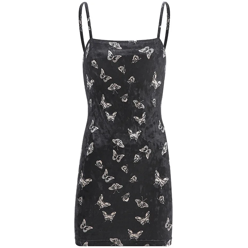 Harajuku Black Dress Women Gothic Spaghetti Strap Backless Off Shoulder Dresses Female Fashion Casual Print Sexy Dress - Image 5