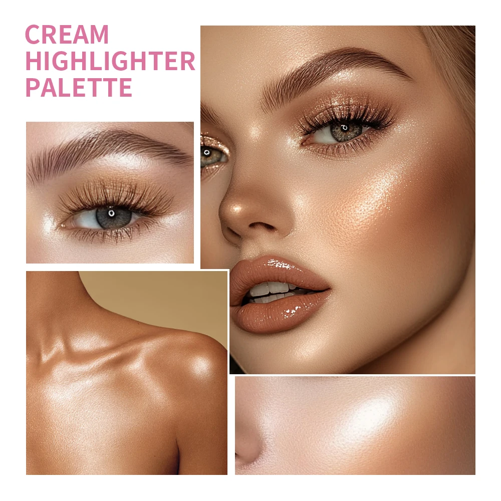 High Gloss Cement Case Cream Palette Set Makeup Matte & Shimmer Finishes with Pink Brown Nude Tones Long-Lasting Curve Case - Image 3