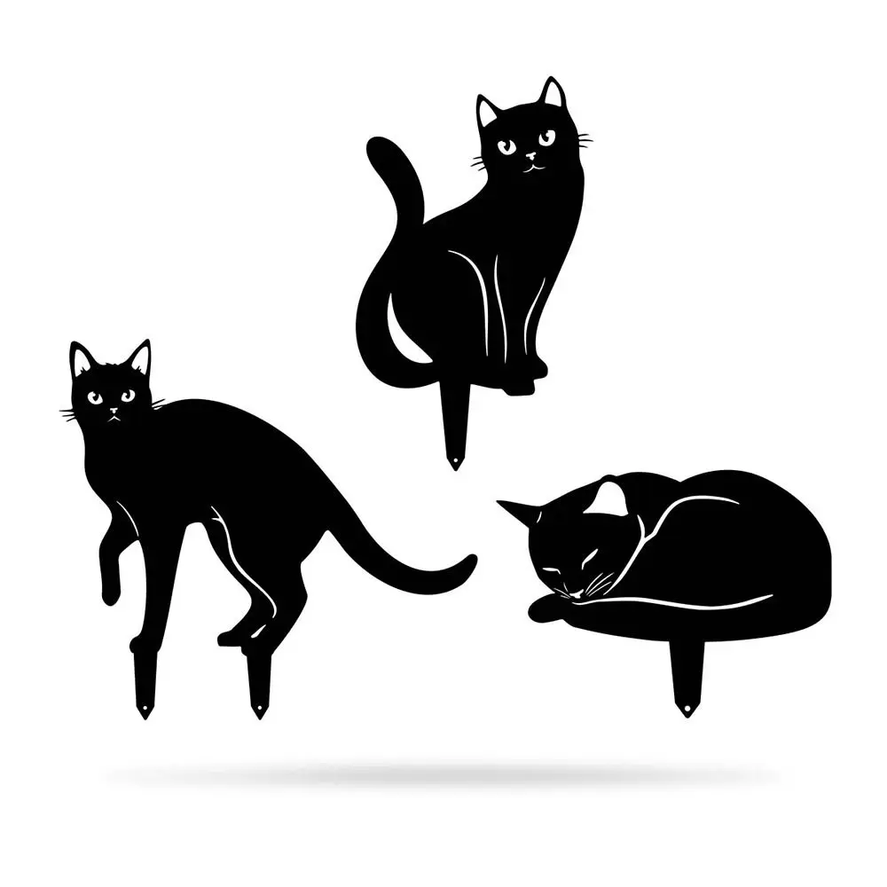 High Quality Metal Iron Art Outdoor Lawn Decoration Ground Inserted Pile Garden Ornaments Cat Metal Statues - Image 2