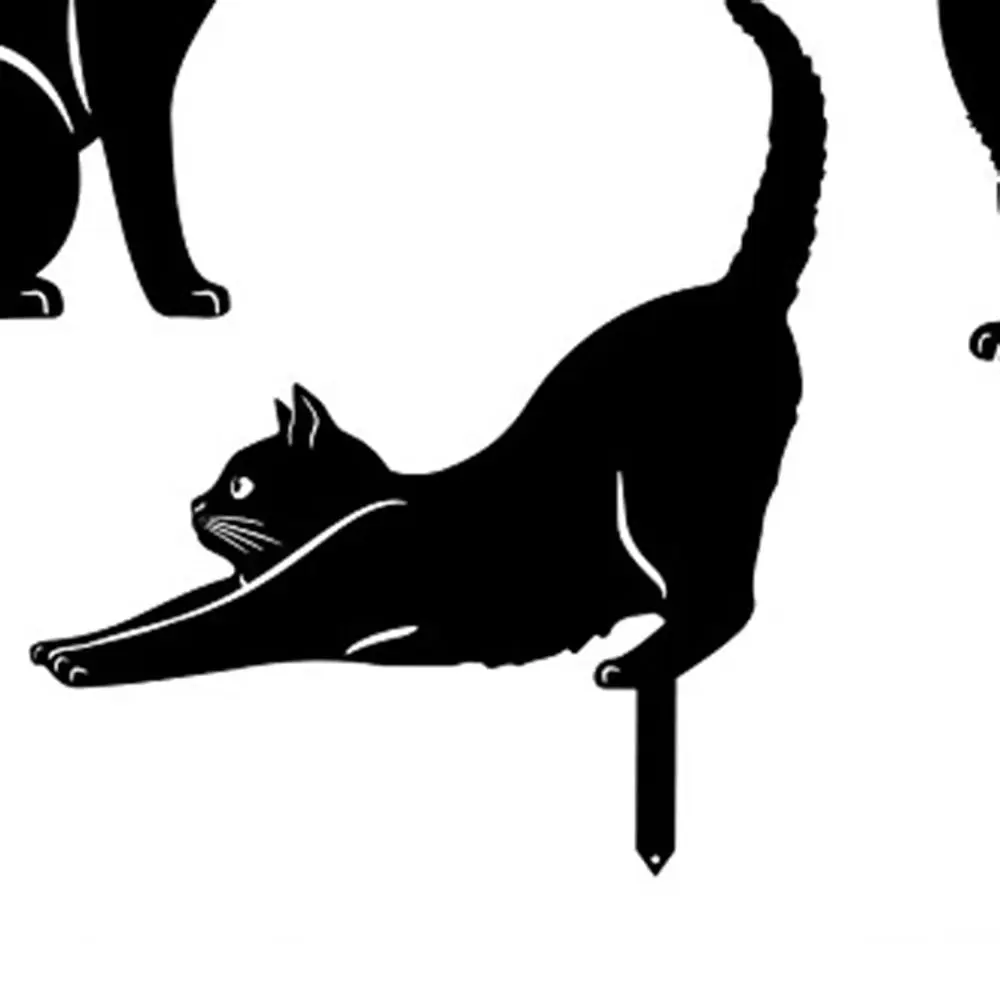 High Quality Metal Iron Art Outdoor Lawn Decoration Ground Inserted Pile Garden Ornaments Cat Metal Statues - Image 4