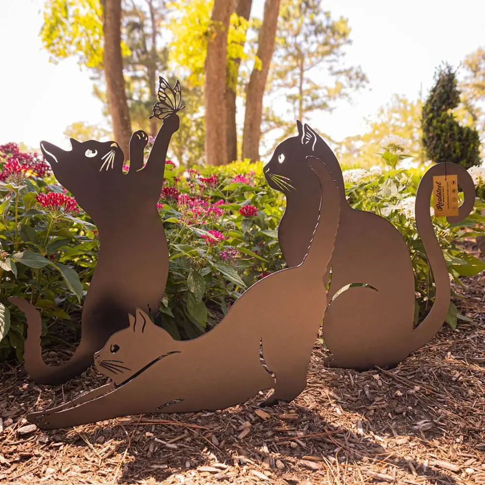 High Quality Metal Iron Art Outdoor Lawn Decoration Ground Inserted Pile Garden Ornaments Cat Metal Statues - Image 3