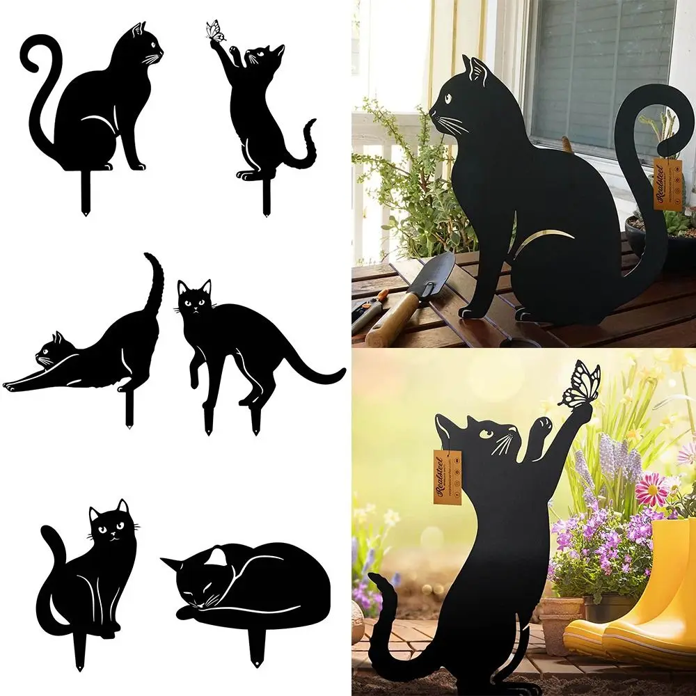 High Quality Metal Iron Art Outdoor Lawn Decoration Ground Inserted Pile Garden Ornaments Cat Metal Statues - Image 5