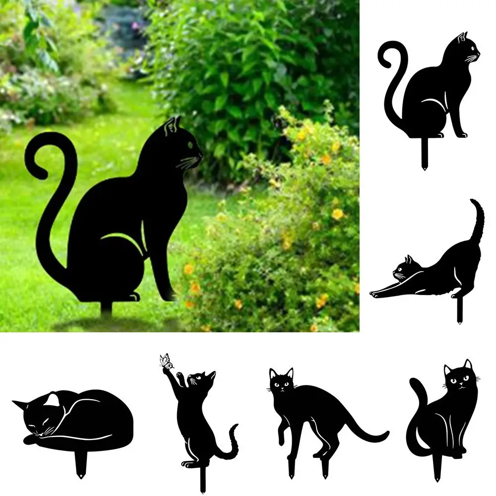 High Quality Metal Iron Art Outdoor Lawn Decoration Ground Inserted Pile Garden Ornaments Cat Metal Statues