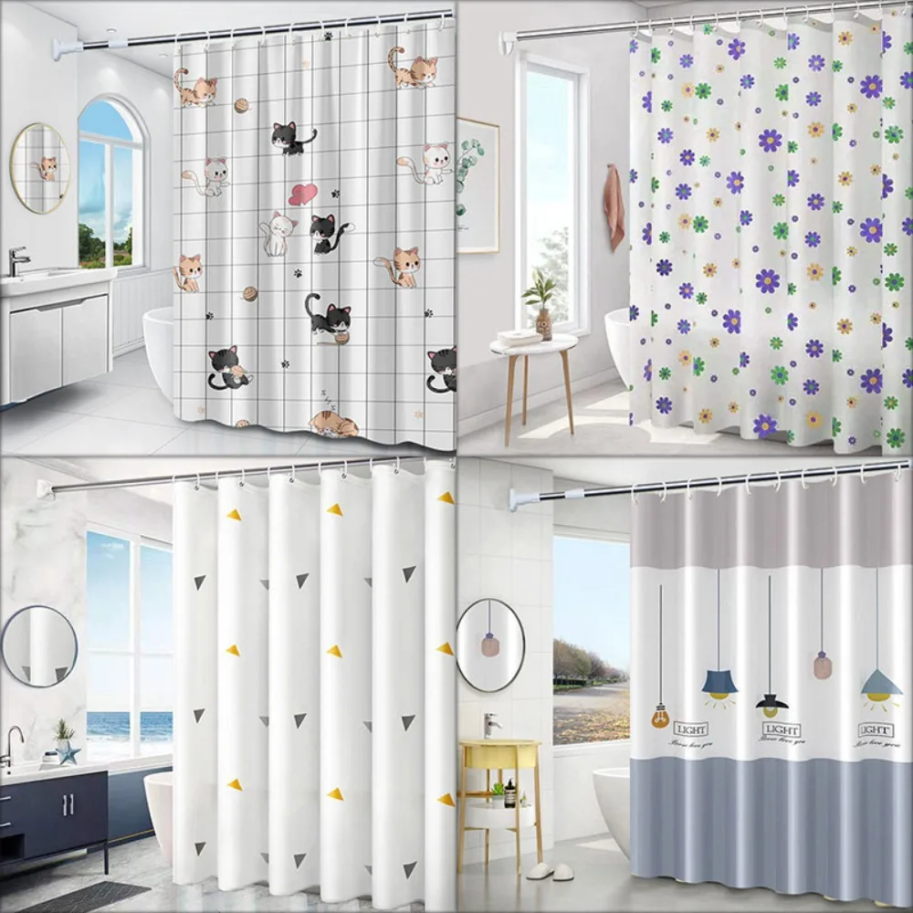 High Quality Mildew Proof Shower Curtain with 12 Hook Waterproof Bathroom Curtain PEVA Extra Long Printed Shower Curtain - Image 4