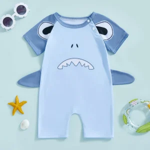 Infant Boys Summer Short Sleeve Round Neck Romper Swimsuit Baby Boy's One-Piece Swimwear Comfortable And Stylish