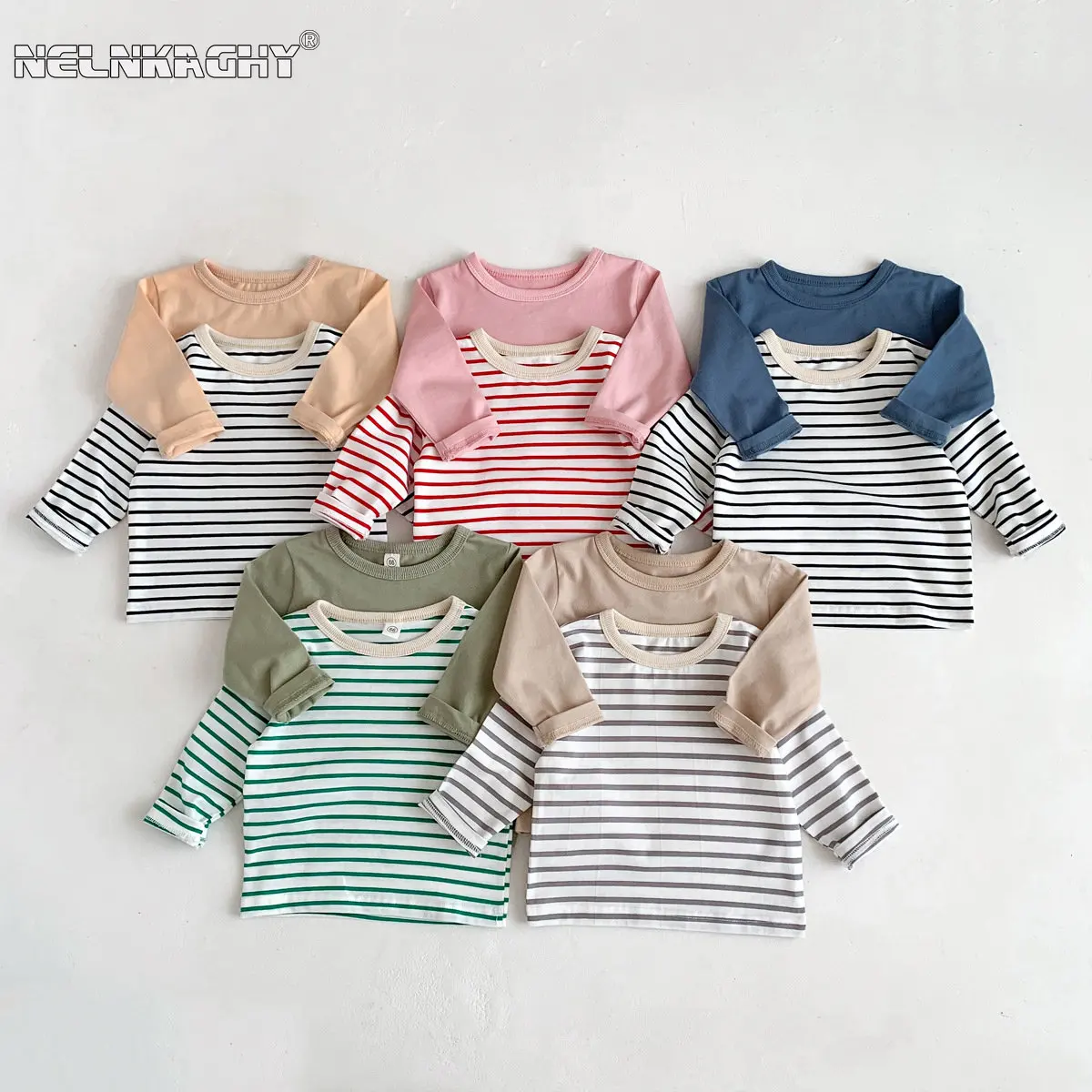 Infant Newborn Girls Boys Autumn Full Sleeve Striped Top Tees Kids Baby Casual Bottoming Shirts Toddler T-shirts Cotton Clothing