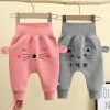 Infant Thickened Cotton Pants Baby Cartoon Print Trousers Autumn Newborn Boys Girls' Big Hip Circumference Pants Clothing 0-3 Y